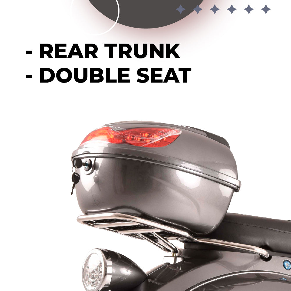 Scooter électrique Classica 50cc Gris - Top case + Porte bagage inclus